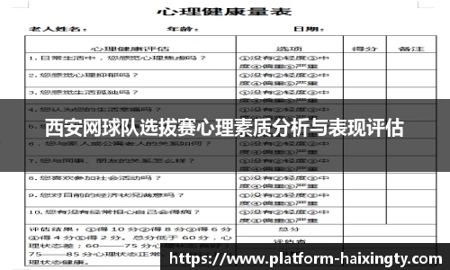 西安网球队选拔赛心理素质分析与表现评估